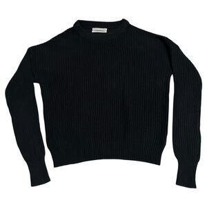 Urban Outfitters Womens Knit Crewneck Crop Sweater Size SP Black Long Sleeve